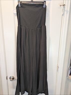 Torrid Black Strapless Wide Leg Romper Size 1 XL Jumpsuit Flowy Boho